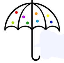Esmes Logo - Umbrella with dots in multiple colours