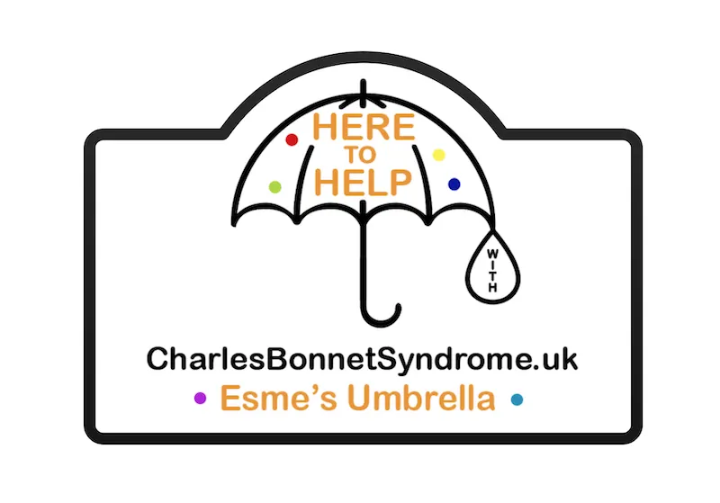 Esme's badge - Umbrella with dots in multiple colours